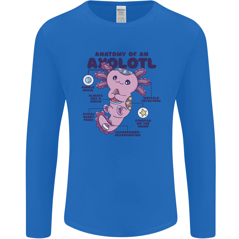 Axoloti Anatomy Mens Long Sleeve T-Shirt Royal Blue