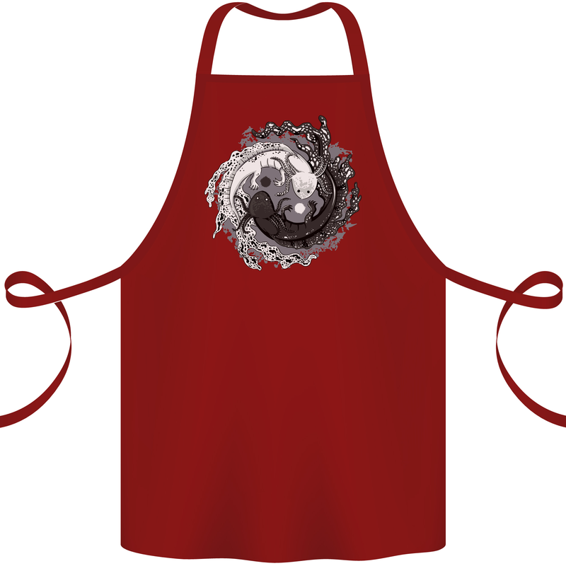 Axoloti Yin Yang Cotton Apron 100% Organic Maroon