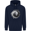 Axoloti Yin Yang Mens 80% Cotton Hoodie Navy Blue