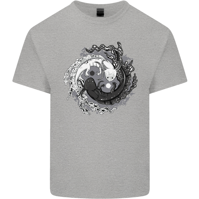 Axoloti Yin Yang Mens Cotton T-Shirt Tee Top Sports Grey