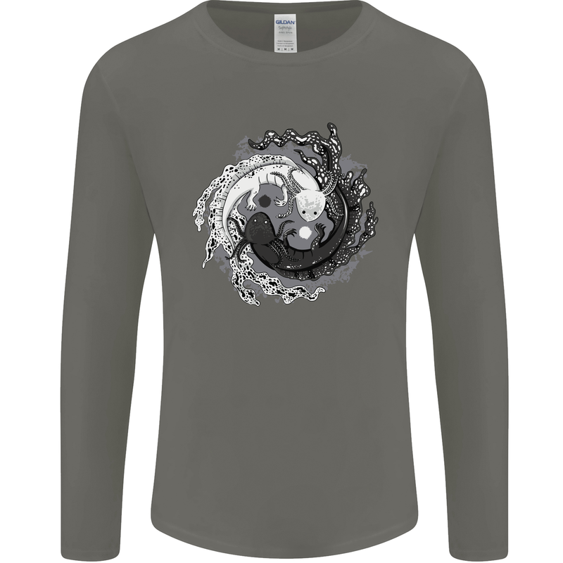 Axoloti Yin Yang Mens Long Sleeve T-Shirt Charcoal