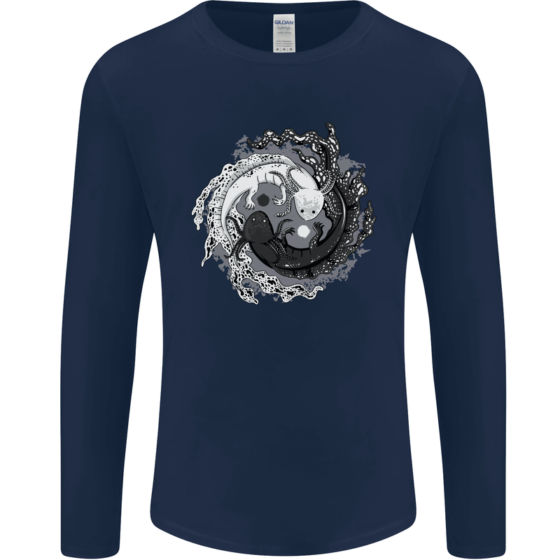 Axoloti Yin Yang Mens Long Sleeve T-Shirt Navy Blue