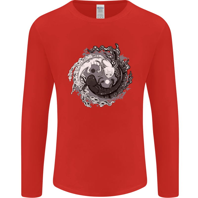 Axoloti Yin Yang Mens Long Sleeve T-Shirt Red