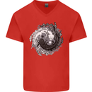 Axoloti Yin Yang Mens V-Neck Cotton T-Shirt Red