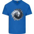 Axoloti Yin Yang Mens V-Neck Cotton T-Shirt Royal Blue