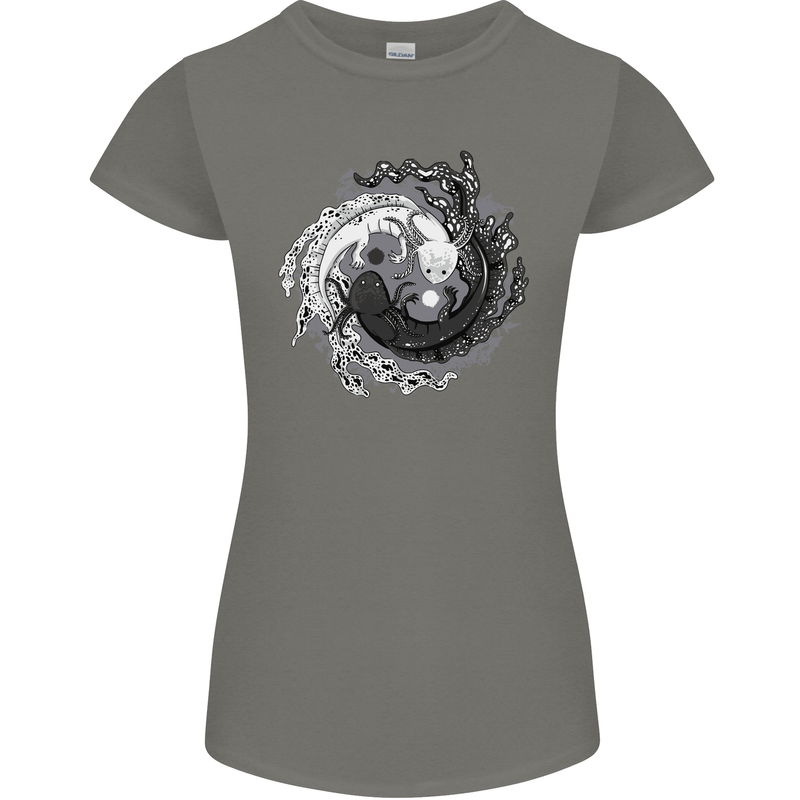 Axoloti Yin Yang Womens Petite Cut T-Shirt Charcoal