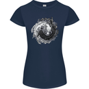 Axoloti Yin Yang Womens Petite Cut T-Shirt Navy Blue