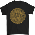 Aztec Calendar Mens T-Shirt Cotton Gildan Black