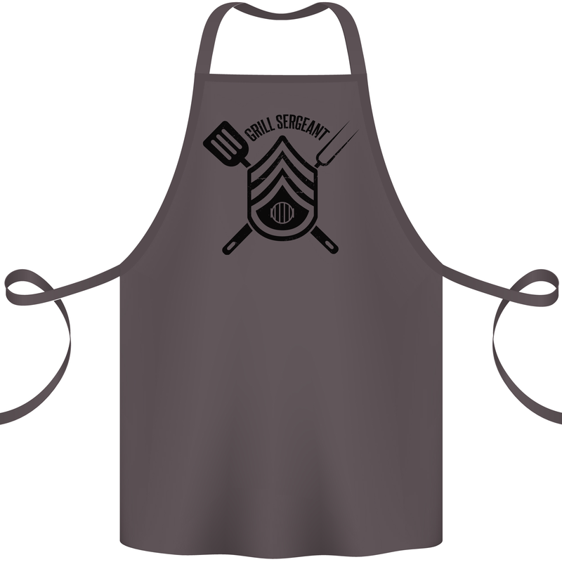 BBQ Grill Sergeant Chef Cook Food Funny Cotton Apron 100% Organic Dark Grey