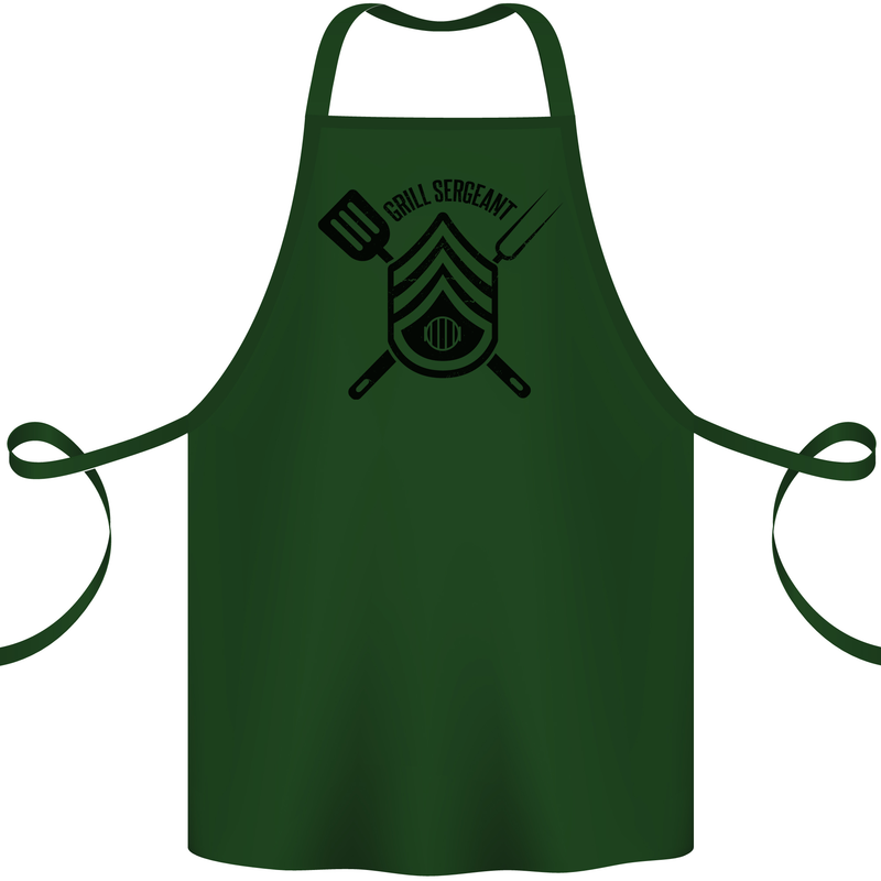 BBQ Grill Sergeant Chef Cook Food Funny Cotton Apron 100% Organic Forest Green