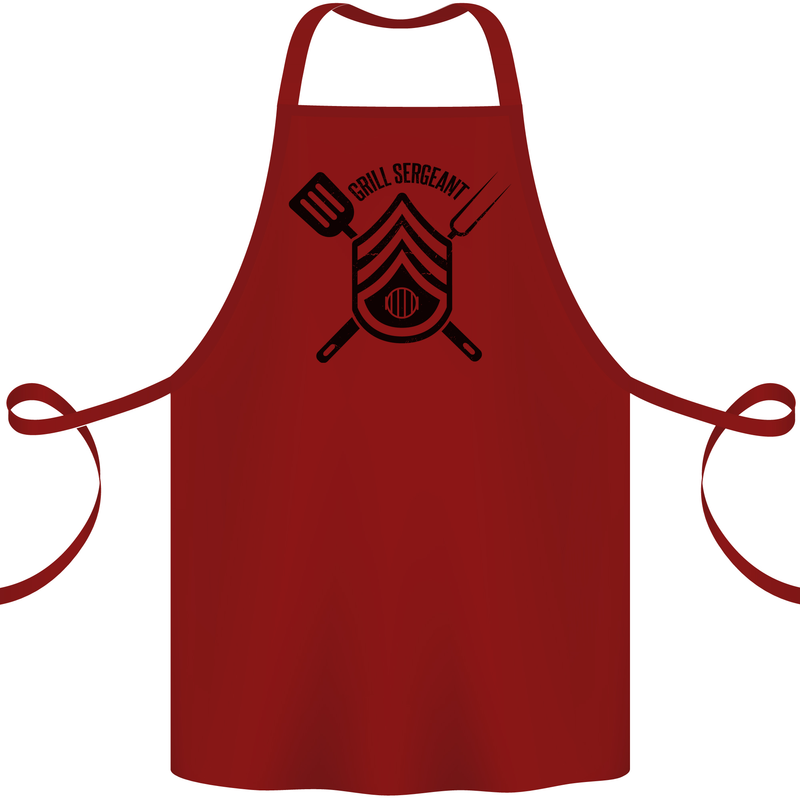 BBQ Grill Sergeant Chef Cook Food Funny Cotton Apron 100% Organic Maroon