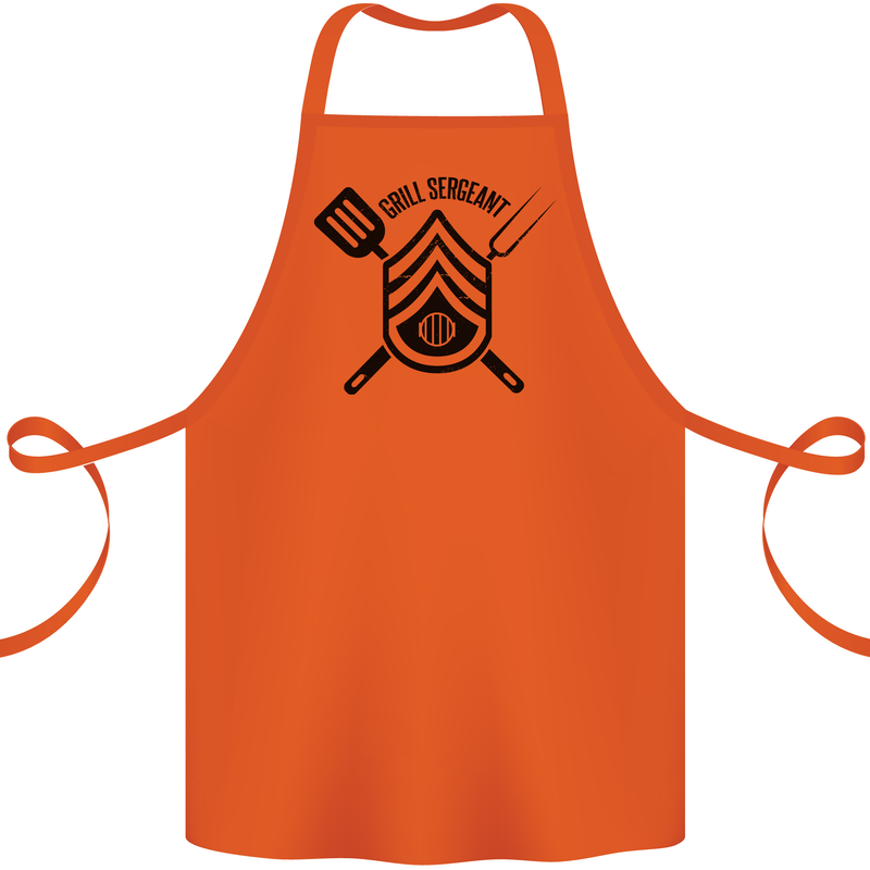BBQ Grill Sergeant Chef Cook Food Funny Cotton Apron 100% Organic Orange