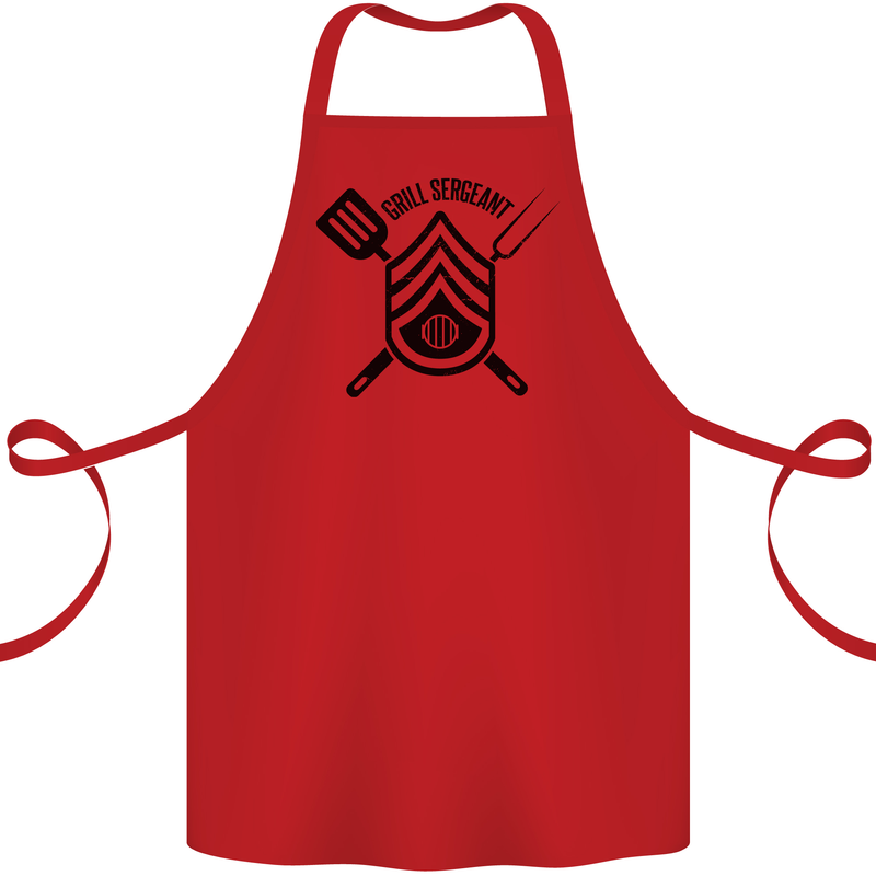 BBQ Grill Sergeant Chef Cook Food Funny Cotton Apron 100% Organic Red
