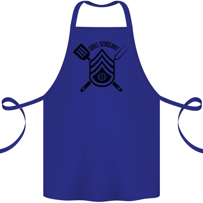 BBQ Grill Sergeant Chef Cook Food Funny Cotton Apron 100% Organic Royal Blue