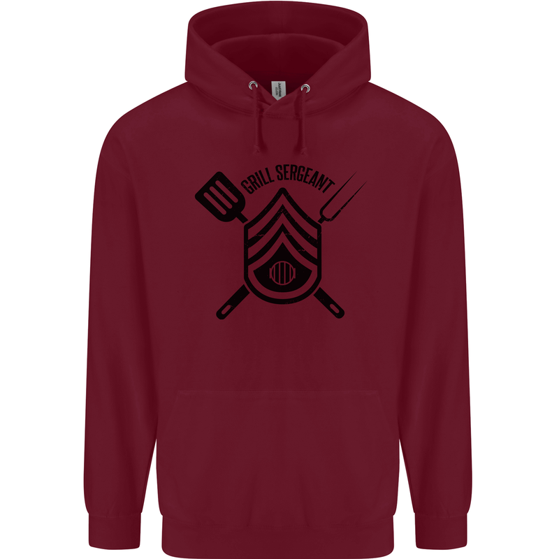 BBQ Grill Sergeant Chef Cook Food Funny Mens 80% Cotton Hoodie Maroon
