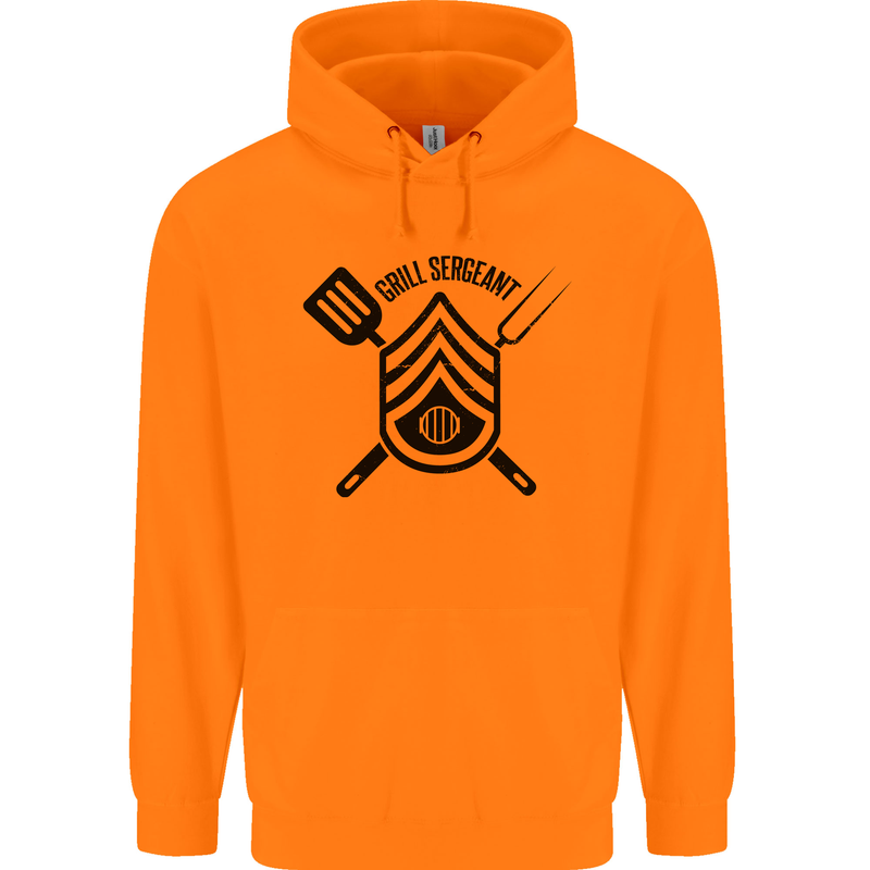 BBQ Grill Sergeant Chef Cook Food Funny Mens 80% Cotton Hoodie Orange