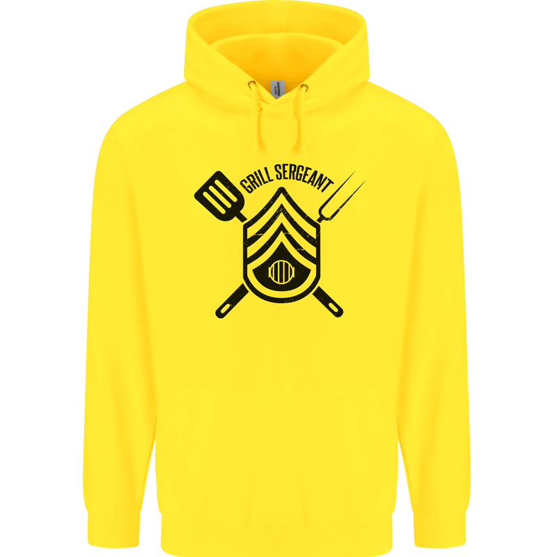 BBQ Grill Sergeant Chef Cook Food Funny Mens 80% Cotton Hoodie Yellow
