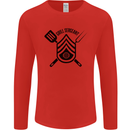 BBQ Grill Sergeant Chef Cook Food Funny Mens Long Sleeve T-Shirt Red