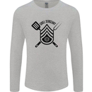 BBQ Grill Sergeant Chef Cook Food Funny Mens Long Sleeve T-Shirt Sports Grey