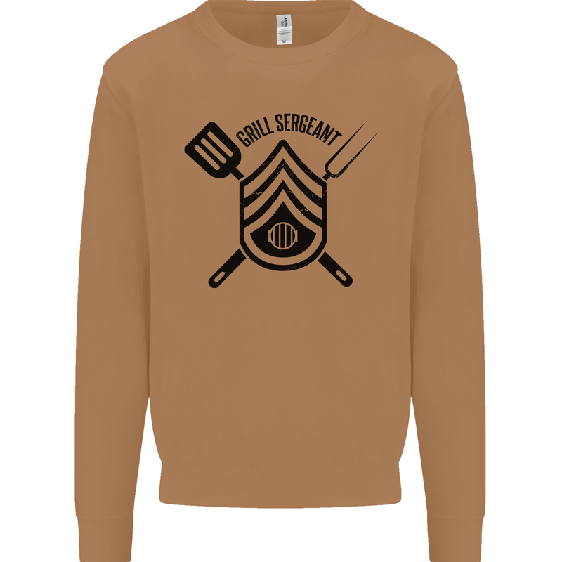 BBQ Grill Sergeant Chef Cook Food Funny Mens Sweatshirt Jumper Caramel Latte