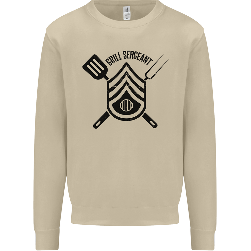 BBQ Grill Sergeant Chef Cook Food Funny Mens Sweatshirt Jumper Sand