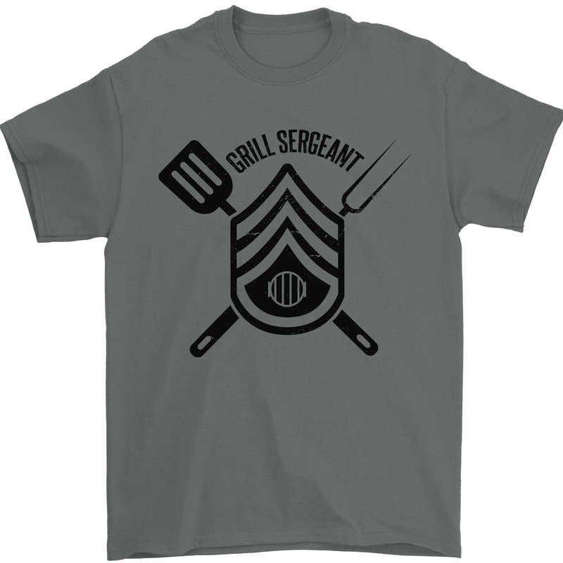 BBQ Grill Sergeant Chef Cook Food Funny Mens T-Shirt 100% Cotton Charcoal