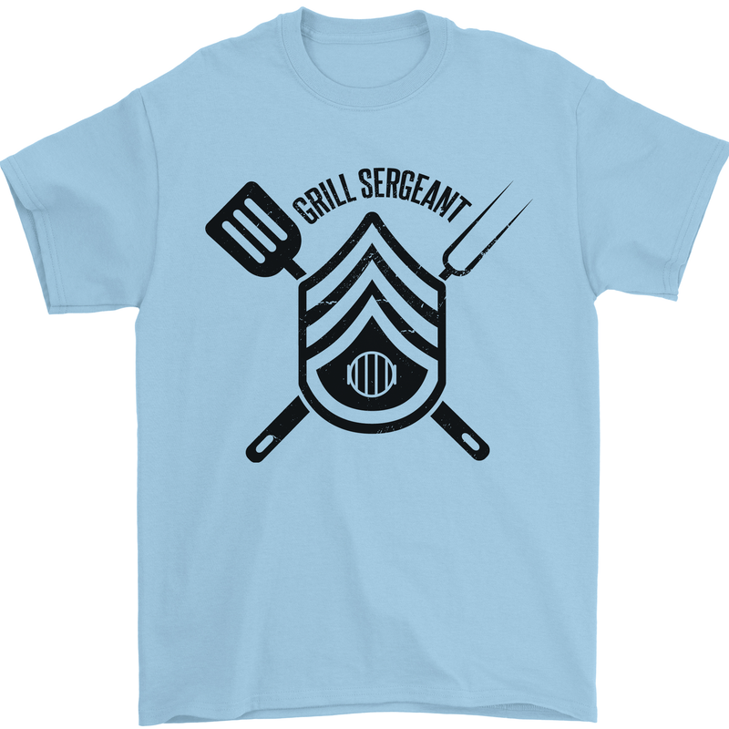 BBQ Grill Sergeant Chef Cook Food Funny Mens T-Shirt 100% Cotton Light Blue