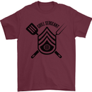 BBQ Grill Sergeant Chef Cook Food Funny Mens T-Shirt 100% Cotton Maroon