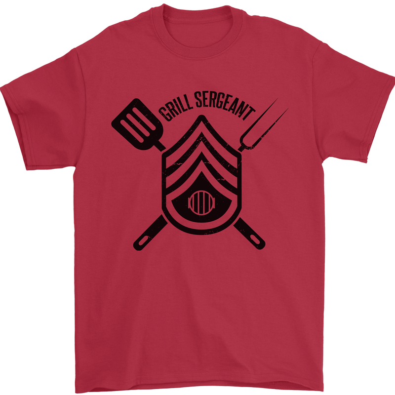 BBQ Grill Sergeant Chef Cook Food Funny Mens T-Shirt 100% Cotton Red
