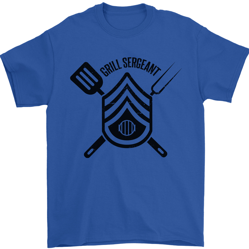 BBQ Grill Sergeant Chef Cook Food Funny Mens T-Shirt 100% Cotton Royal Blue