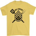 BBQ Grill Sergeant Chef Cook Food Funny Mens T-Shirt 100% Cotton Yellow