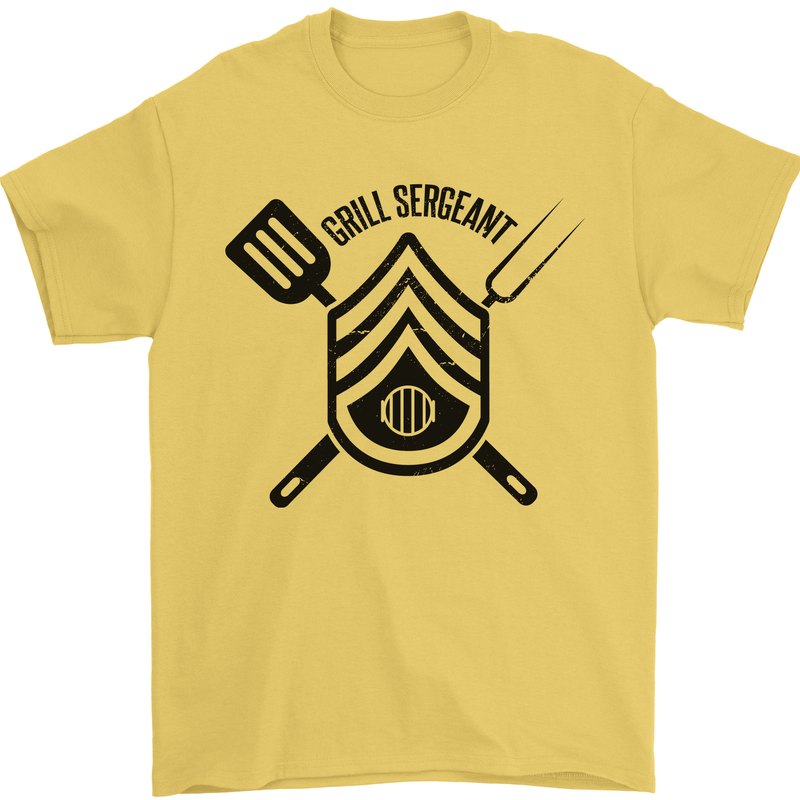BBQ Grill Sergeant Chef Cook Food Funny Mens T-Shirt 100% Cotton Yellow