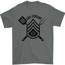 BBQ Grill Sergeant Chef Cook Food Funny Mens T-Shirt Cotton Gildan Charcoal