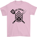 BBQ Grill Sergeant Chef Cook Food Funny Mens T-Shirt Cotton Gildan Light Pink