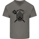 BBQ Grill Sergeant Chef Cook Food Funny Mens V-Neck Cotton T-Shirt Charcoal
