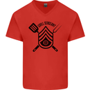 BBQ Grill Sergeant Chef Cook Food Funny Mens V-Neck Cotton T-Shirt Red