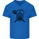BBQ Grill Sergeant Chef Cook Food Funny Mens V-Neck Cotton T-Shirt Royal Blue