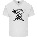BBQ Grill Sergeant Chef Cook Food Funny Mens V-Neck Cotton T-Shirt White