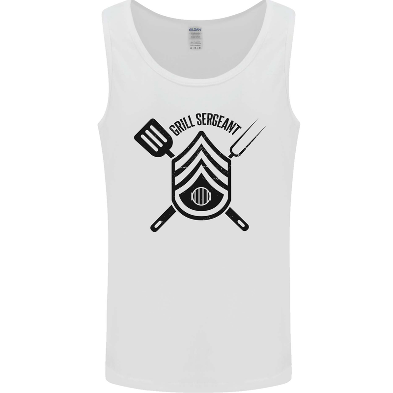 BBQ Grill Sergeant Chef Cook Food Funny Mens Vest Tank Top White
