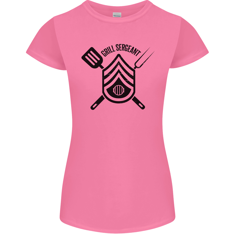 BBQ Grill Sergeant Chef Cook Food Funny Womens Petite Cut T-Shirt Azalea