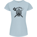 BBQ Grill Sergeant Chef Cook Food Funny Womens Petite Cut T-Shirt Light Blue