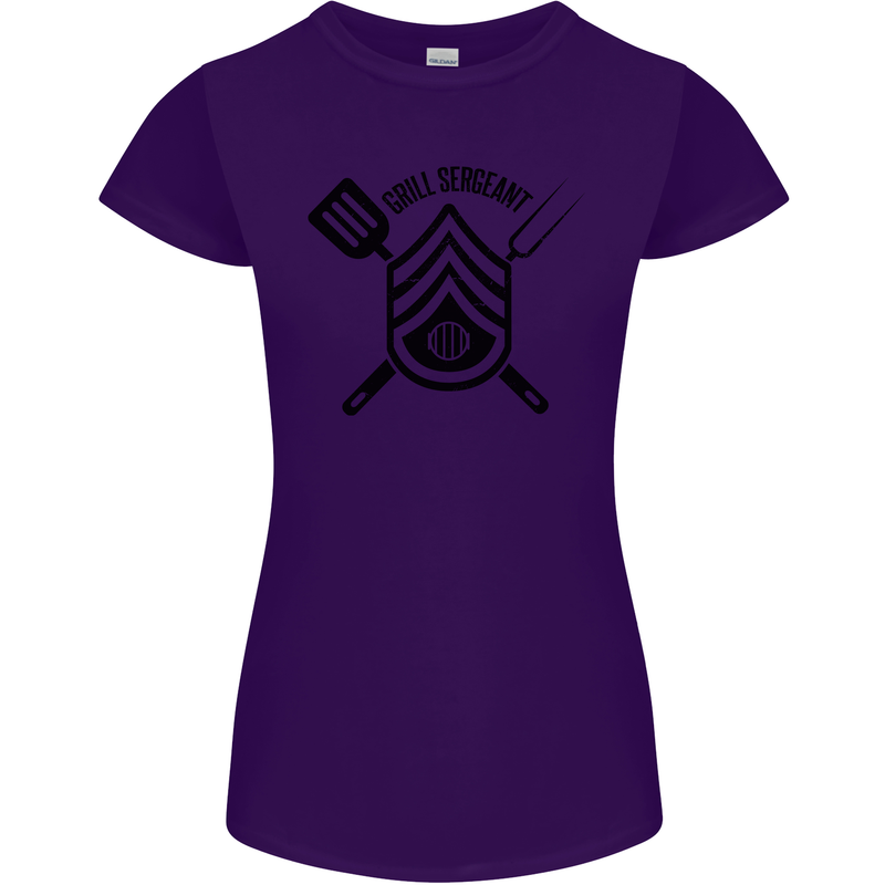 BBQ Grill Sergeant Chef Cook Food Funny Womens Petite Cut T-Shirt Purple