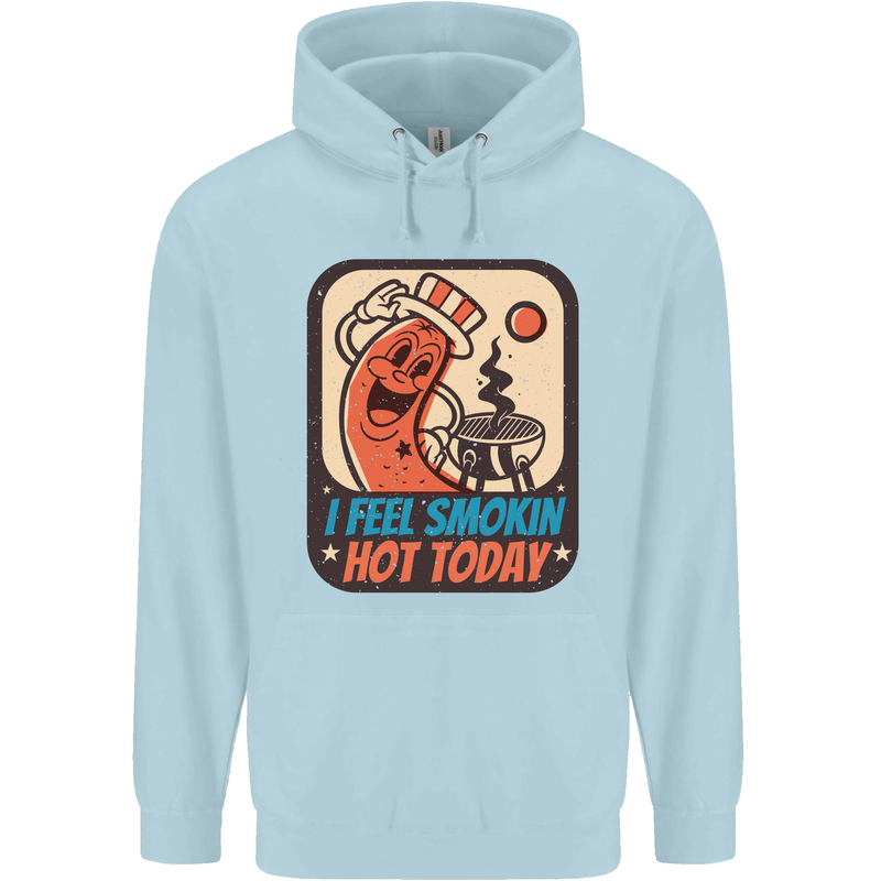 BBQ Smokin Hot Today Funny Grill Childrens Kids Hoodie Light Blue