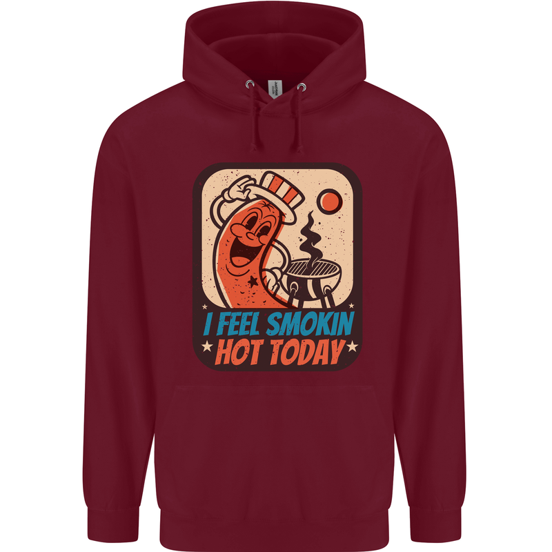 BBQ Smokin Hot Today Funny Grill Childrens Kids Hoodie Maroon