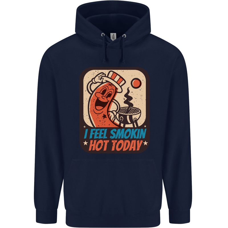 BBQ Smokin Hot Today Funny Grill Childrens Kids Hoodie Navy Blue