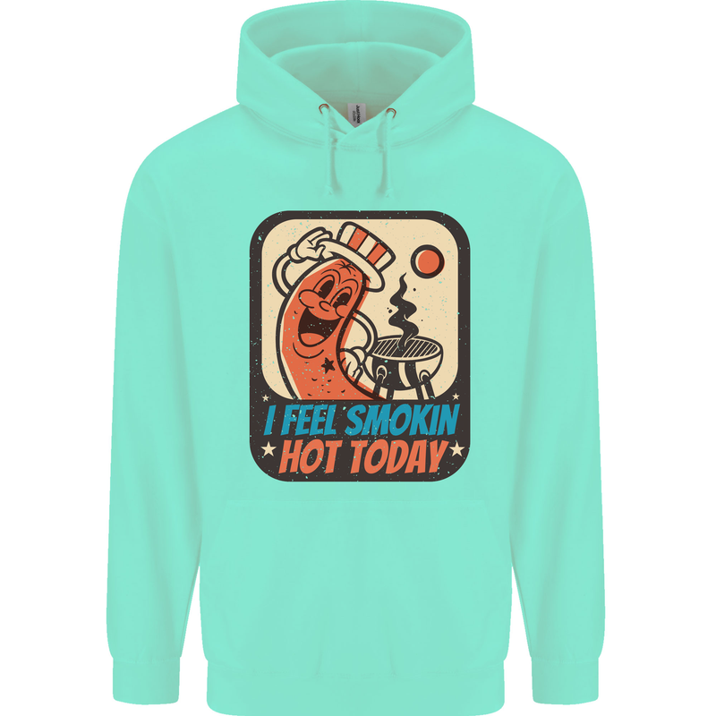 BBQ Smokin Hot Today Funny Grill Childrens Kids Hoodie Peppermint