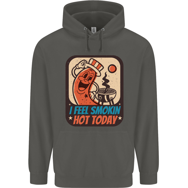 BBQ Smokin Hot Today Funny Grill Childrens Kids Hoodie Storm Grey