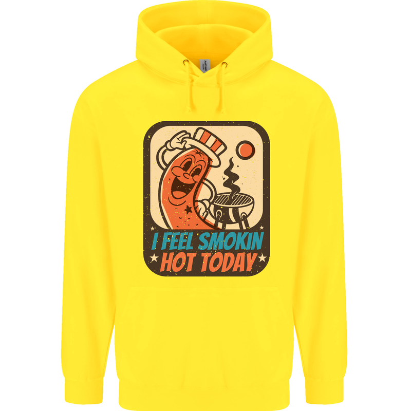 BBQ Smokin Hot Today Funny Grill Childrens Kids Hoodie Yellow