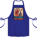 BBQ Smokin Hot Today Funny Grill Cotton Apron 100% Organic Royal Blue