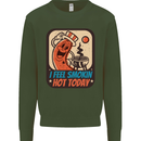 BBQ Smokin Hot Today Funny Grill Kids Sweatshirt Jumper Forest Green